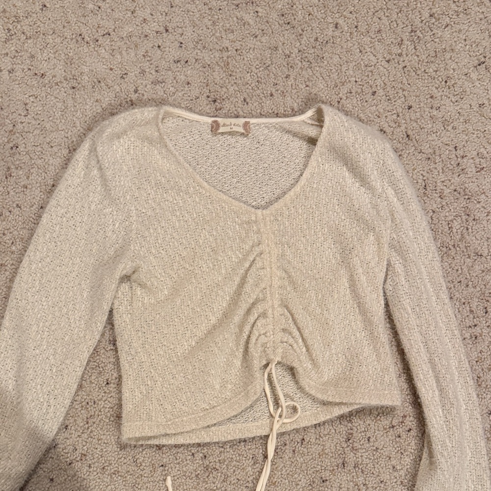 Altar'd State Cream Ruched Long Sleeve Top